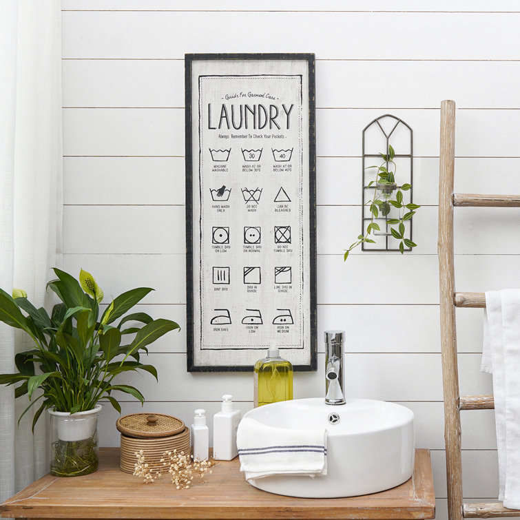 Mike & Melissa Laundry Symbols Guide Vertical Wood Wall Sign & Reviews